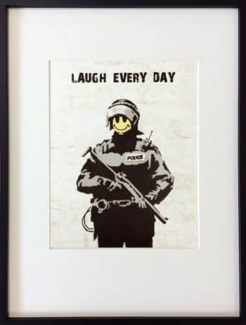 Banksy Laugh every day gerahmt